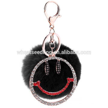 Accesorios lindos del teléfono móvil del poms del pom de la piel de la manera / keychain del pompón de la piel